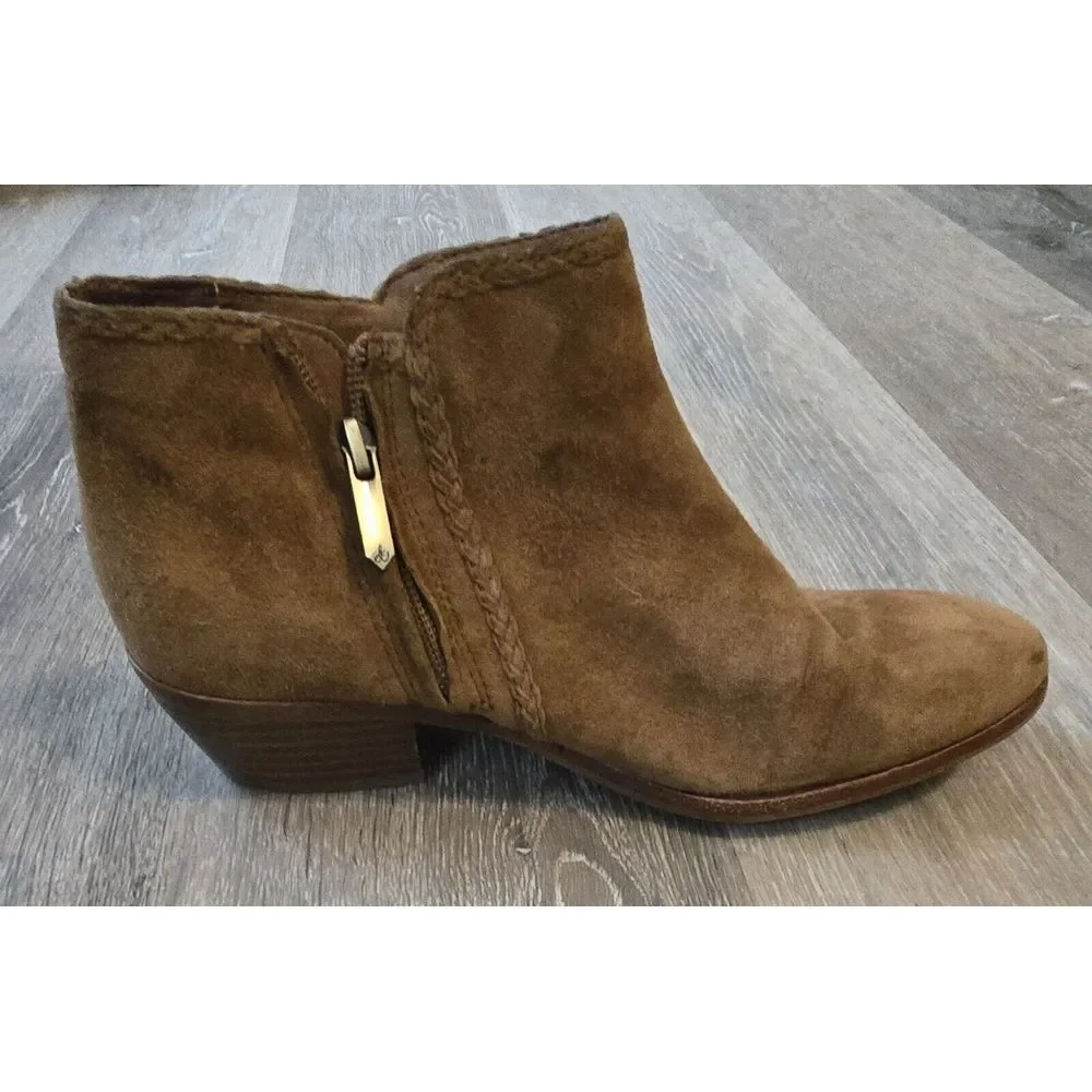 Sam Edelman Paige Suede Fringe Ankle Boots, Western Style, Brown Fashion Booties